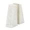 Kingston Living Slanted Marble Triangular Bookends - 6" - White and Gold - Set of 2